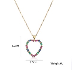new products T square color zirconium heart pendant necklace copper micro-inlaid jewelry