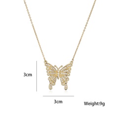 elegante collar con colgante de mariposa con micro incrustaciones de circonitas en oro de 18 quilates bañado en cobre