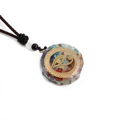 fashion semi-precious stone energy pendant geometric seven chakras demon eye necklace