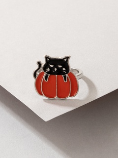 2021 nueva joyería anillo de gato naranja de Halloween