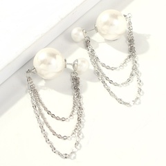 fashion imitation pearl tassel chain temperament earrings