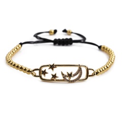 fashion copper plated real gold star zircon hand jewelry zircon moon stars adjustable copper bracelet