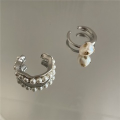 French design sense retro opening combination set ring temperament simple freshwater pearl gold foil ring