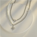 South Korea double layered necklace star pearl splicing stainless steel clavicle chainpicture9