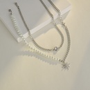 South Korea double layered necklace star pearl splicing stainless steel clavicle chainpicture10