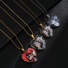 New Product Hollow Heart DIY Printed Photo Necklace