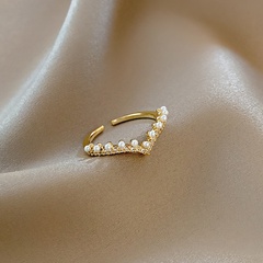 Korean simple zircon index finger ring pearl micro-inlaid zircon ring personality ring wholesale