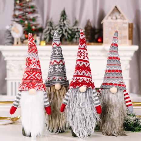 Cross-border new Christmas decoration European and American style knitted faceless elderly long beard wine bottle cap wine bottle cover home holiday NHHB443007's discount tags