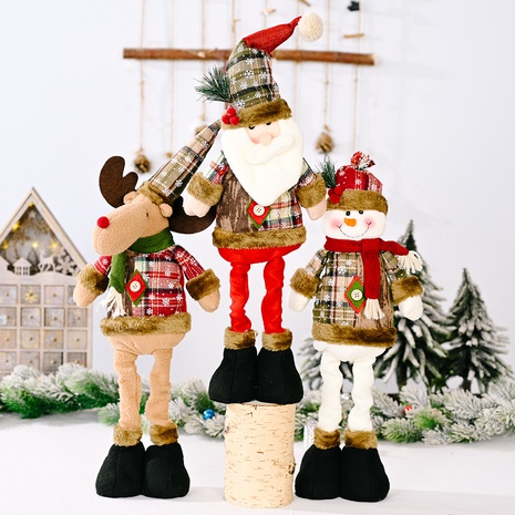 Nueva Navidad retro copo de nieve tela escocesa muñeca retráctil decoración navideña's discount tags
