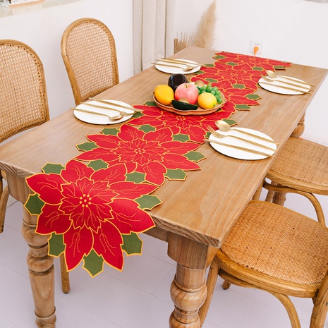 Decoración navideña Camino de mesa con flores navideñas Decoración navideña para restaurante Mantel de muebles para el hogar's discount tags
