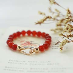 Bracelet en agate perlée de style rétro de mode en gros pour dames Bracelet en agate rouge de style ethnique rouge de Chine