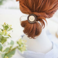 Boutons de bûche naturelle petit anneau de cheveux corde de cheveux trèfle à quatre feuilles corde de tête coréenne bande de caoutchouc anneau de cheveux