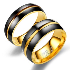 Cross-border new product titanium steel ring European and American popular black gold two-tone ring