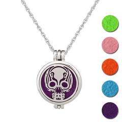 hot-selling double-sided matching skull aroma diffuser pendant stainless steel necklace