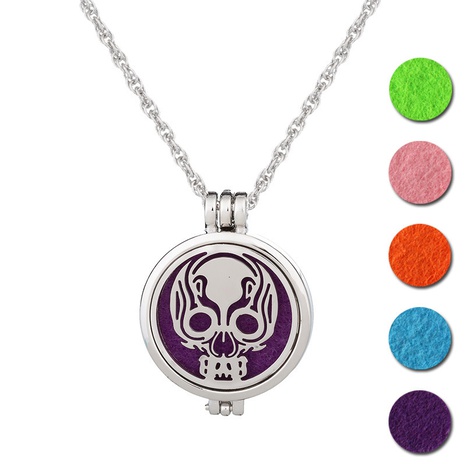 hot-selling double-sided matching skull aroma diffuser pendant stainless steel necklace  NHDB443089's discount tags