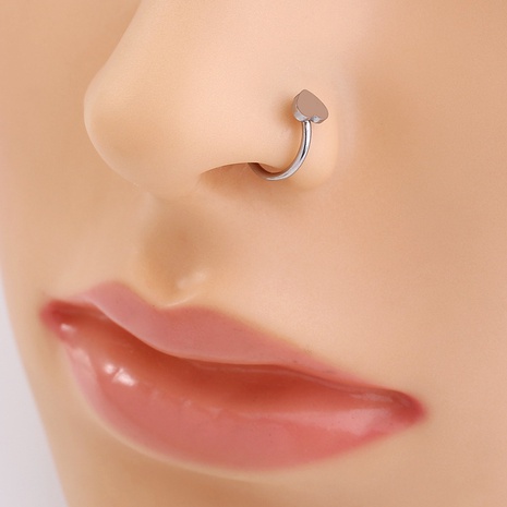 stainless steel heart nose ring without perforation heart-shaped nose clip NHDB443116's discount tags