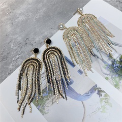claw chain multi-layer full rhinestone tassel earrings new trendy long style baroque earrings fairy style
