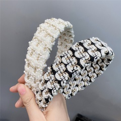 B245-2 Black and White Color Matching Headband Internet Celebrity 2021new Wide Edge French Color Headband Sweet Elegance Hair Accessories