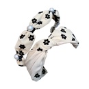 Mode noir blanc couleur contraste petites fleurs bande de cheveux nous tissu  large bord coiffe de perles doucespicture15