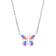 Cross-Border Supply Ins Style Simple Fashion Butterfly Titanium Steel Necklace European and American Popular Pendant Necklace Factory Wholesale