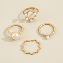 Europe and America Cross Border New Graceful and Fashionable Circle and Pearl Wave Simple Geometric Knuckle Ring FourPiece Setpicture9