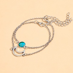 New European and American style inlaid turquoise simple bracelet moon bead chain bracelet 5 piece set