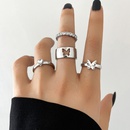 European and American crossborder jewelry simple hollow butterfly rhinestone heart joint ring fourpiece setpicture14