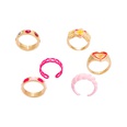 European and American crossborder new flower smiley ring fashion pink heart stitching ring 6piece setpicture10
