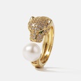 Korean style simple and trendy copper inlaid zirconium pearl leopard open ring creative color retention ringpicture13
