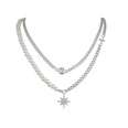 South Korea double layered necklace star pearl splicing stainless steel clavicle chainpicture12