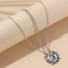 European and American personality creative wild sun moon double necklace