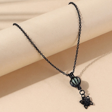 Korean temperament popular all-match balloon luminous bead butterfly necklace NHPS444967's discount tags