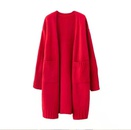 Loose big pockets midlength knit sweater cardigan women net red thick sweater coatpicture13