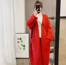 Loose big pockets midlength knit sweater cardigan women net red thick sweater coatpicture14