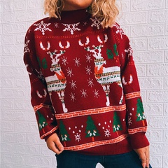 New autumn and winter loose Christmas long-sleeved knitted pullover top
