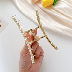 Korean alloy grabbing clip geometric double drainage diamond pearl hair clip