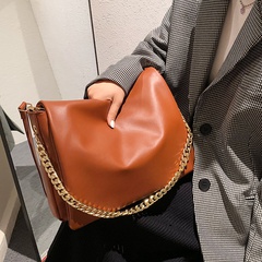Retro Flip Commuter Big Bag for Women 2021 Autumn and Winter New Personality Chain Shoulder Bag Solid Color Soft Leather Crossbody Bag