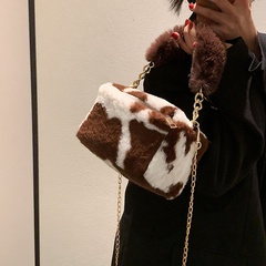 Hand-held plush small bag women's new 2021 autumn and winter fur texture messenger female bag