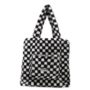 black and white checkerboard large capacity plush tote bag autumn and winter new simple plush shoulder bagpicture20