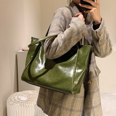 Soft Leather Big Handbag New 2021 Fall Winter Fashion Retro Shoulder Commuter Work Women's Bag Solid Color Tote Bag