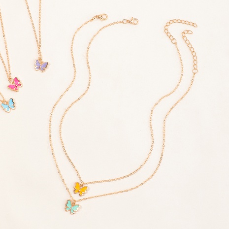 Simple Colorful Butterfly Pendant Necklace Set NHNU444415's discount tags