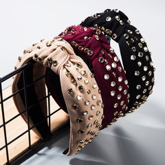 Korean version of solid color fabric knotted rhinestone headband