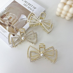 South Korea alloy pearl rhinestone catching clip bow type plate hairpin shark clip on the back of the head