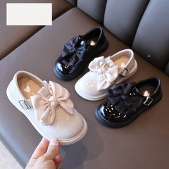 2021 spring and autumn new girls bow leather shoes fashion soft sole shoes
