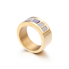 Korean version of jewelry stick diamond ring ladies gold titanium steel ring wholesale