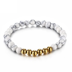 fashion white turquoise titanium steel simple beaded bracelet jewelry wholesale