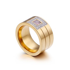 European and American new jewelry stainless steel fashion creative gold micro inlay wide ring