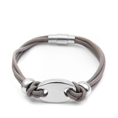 braided leather rope bracelet titanium steel