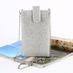 sac de téléphone portable diamant sac à bandoulière en chaîne pour femme sac de soirée en strass sac de soirée vertical