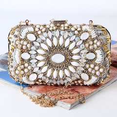 retro gemstone bead embroidery evening bag handmade banquet clutch handbag